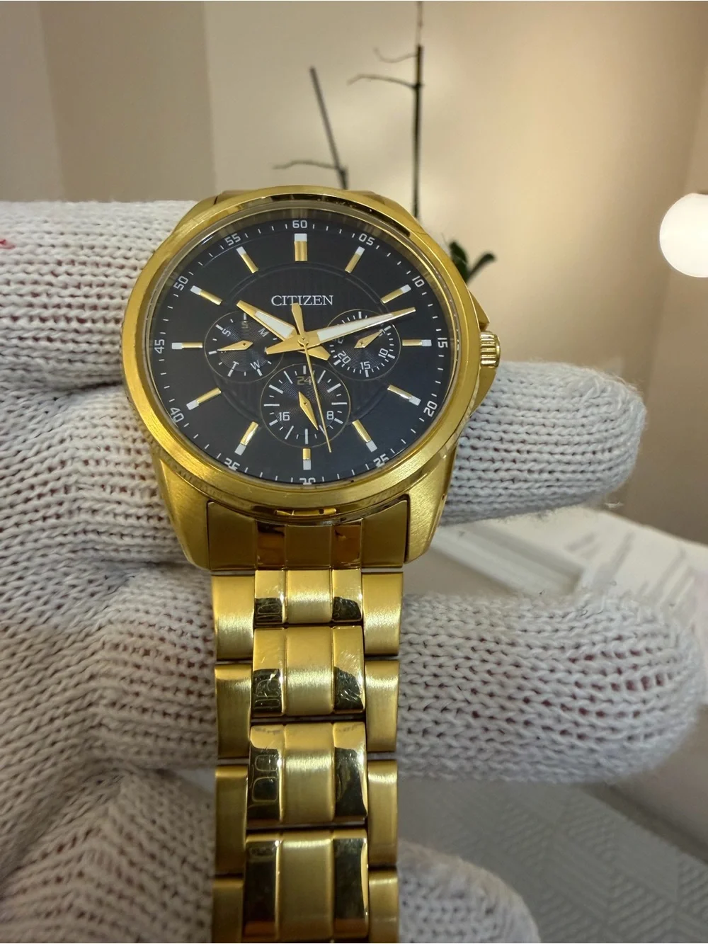 Citizen Gold Multi-Function Men's Quartz Blue Dial Watch AG8342-52L w/ Box 42mm